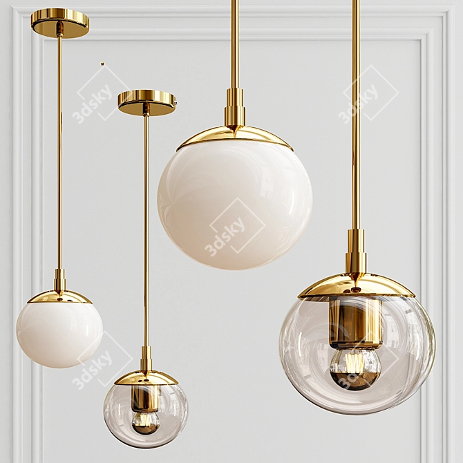Modo Mono: Brass & Clear Glass Pendant 3D model image 1