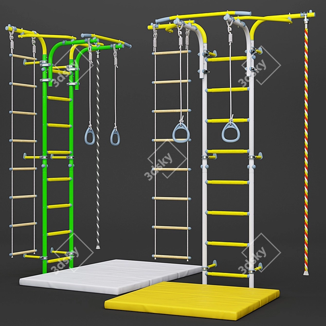 Swedish Wall ROMANA S6 Karusel: Versatile and Space-saving Fitness Equipment 3D model image 1