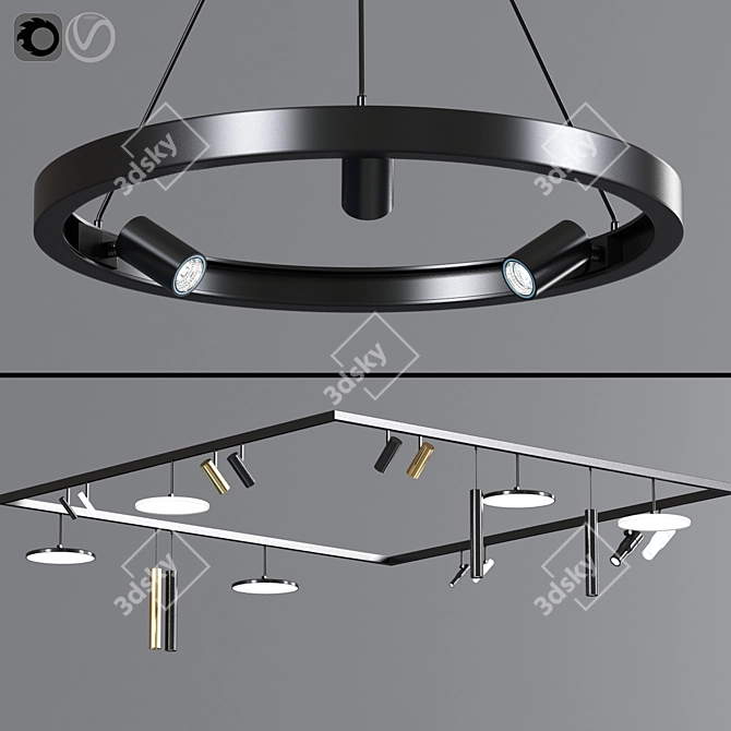 Versatile Ceiling Track Light 3D model image 1
