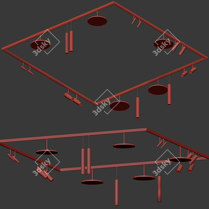 Versatile Ceiling Track Light 3D model image 2