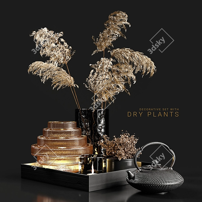 Rustic Botanical Decor Set 3D model image 1