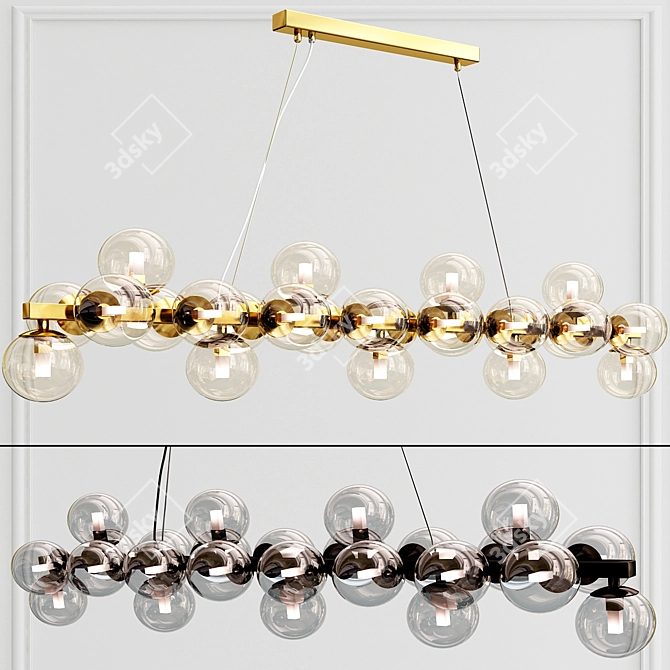 Luxury Golden Glass Pendant Light 3D model image 1