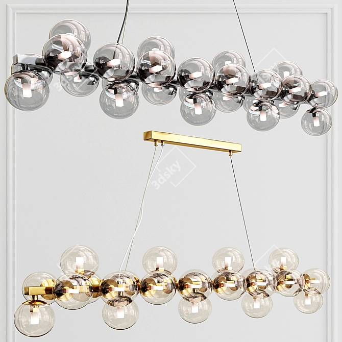Luxury Golden Glass Pendant Light 3D model image 2