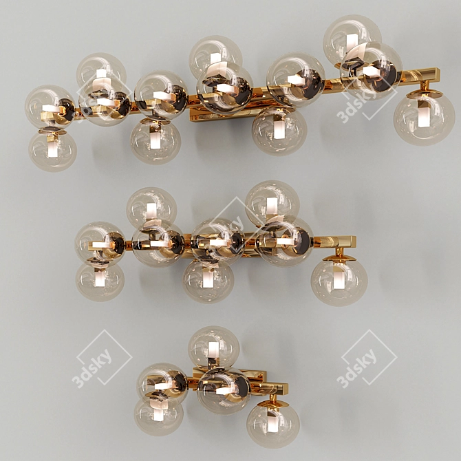 Elegant Gold Glass Wall Sconce 3D model image 1
