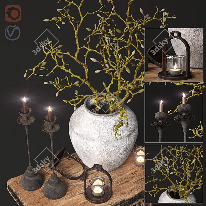 Elegant Vintage Decor Set 3D model image 2
