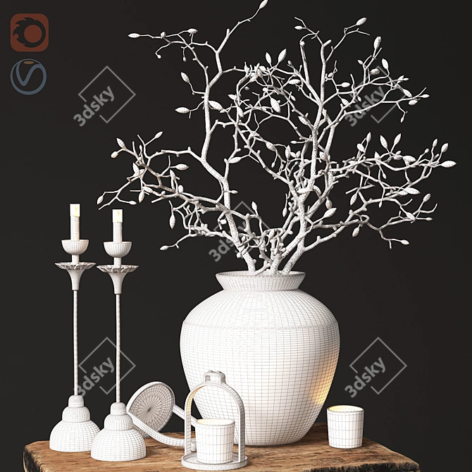 Elegant Vintage Decor Set 3D model image 3