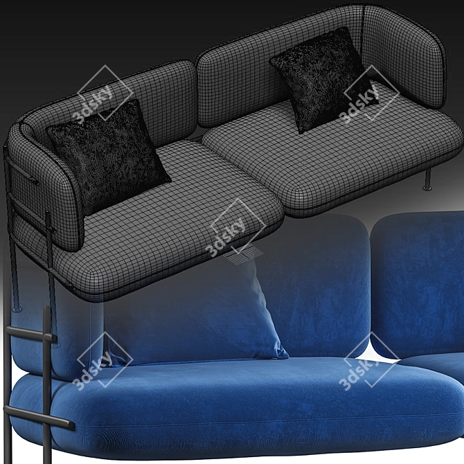 Classic Blue 3D Sofa: Stylish Minimal Design 3D model image 3