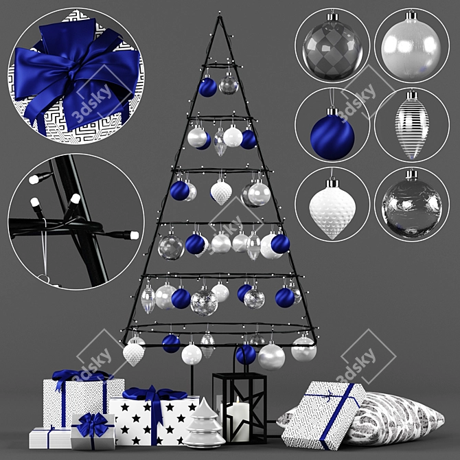 Festive Tree Decor Set 3D model image 1