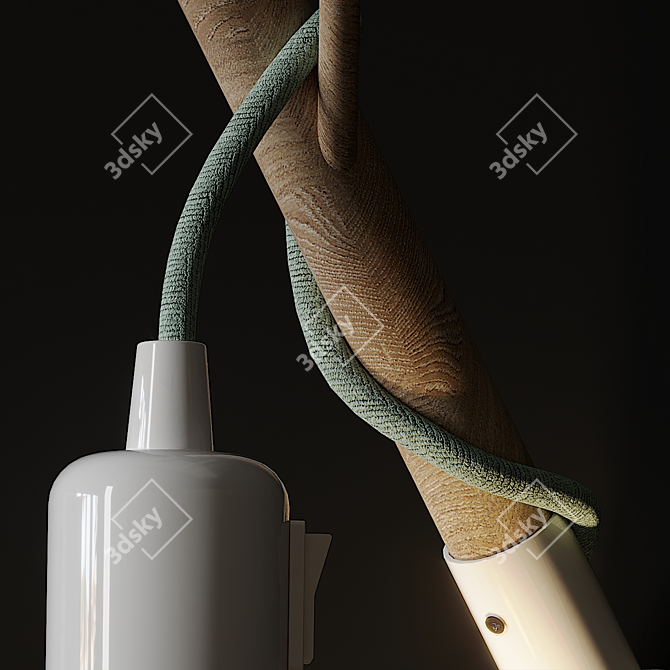 Rustic Wooden Desk Lamp 3D model image 3