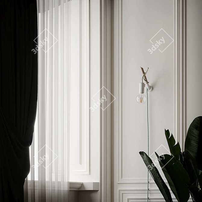 Rustic Wooden Desk Lamp 3D model image 4
