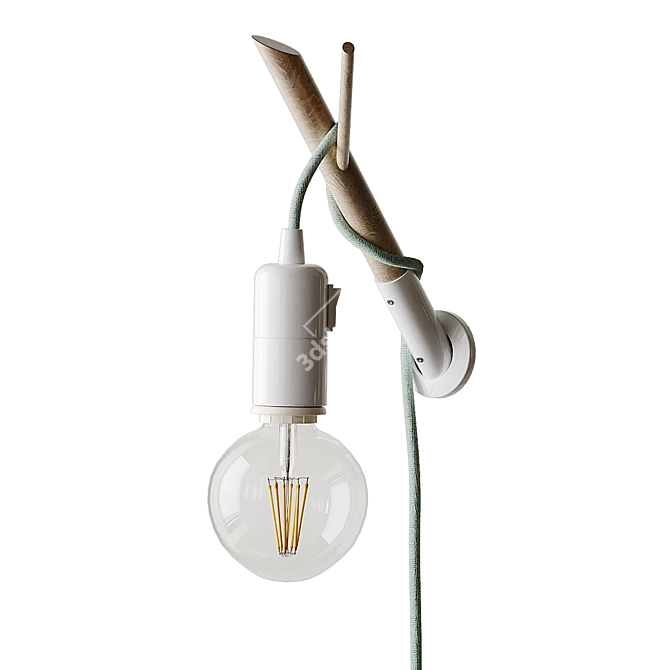 Rustic Wooden Desk Lamp 3D model image 6