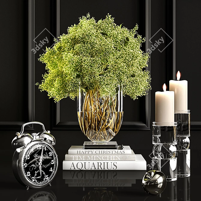 Elegant Glass Vase with Lush Plant 3D model image 1