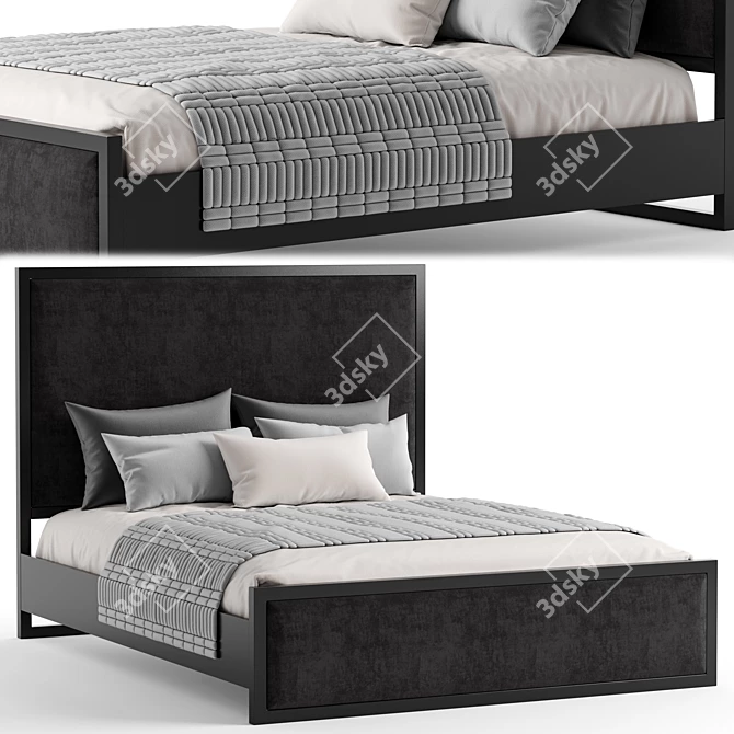 Sleek Metal Frame Modern Bed 3D model image 1