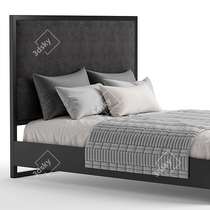 Sleek Metal Frame Modern Bed 3D model image 2