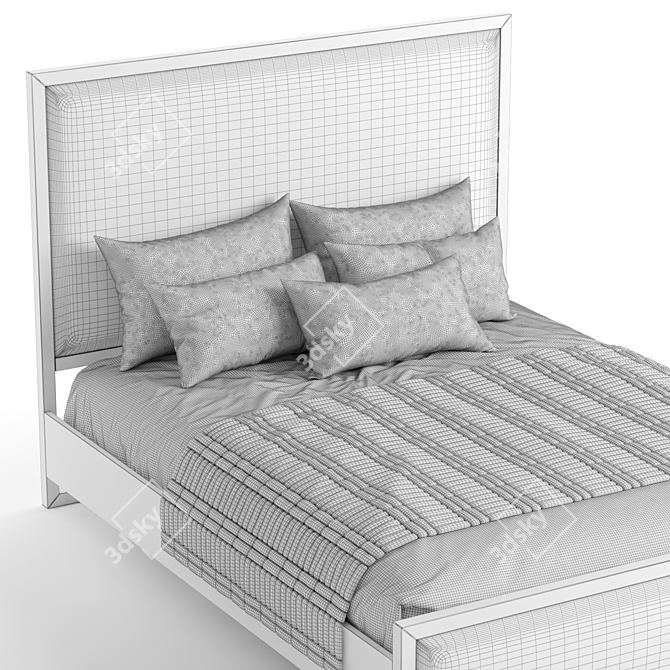 Sleek Metal Frame Modern Bed 3D model image 3