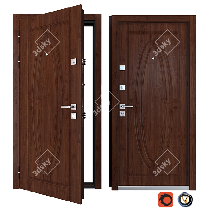 Monarch Zimen Metal Entrance Door 3D model image 1