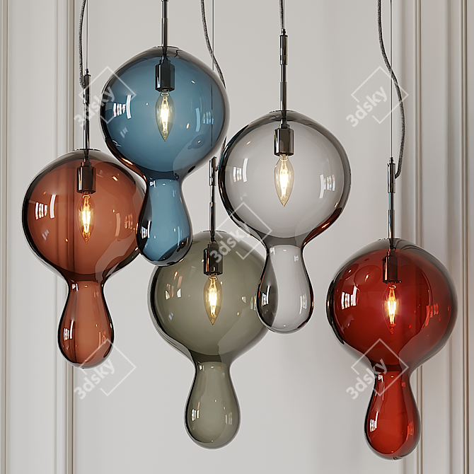 Elegant Glass Globule Pendants 3D model image 2