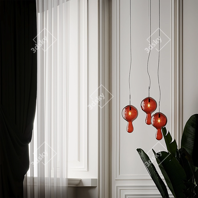 Elegant Glass Globule Pendants 3D model image 1