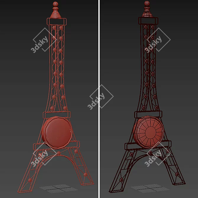 Elegant Eiffel Tower Clock 3D model image 2