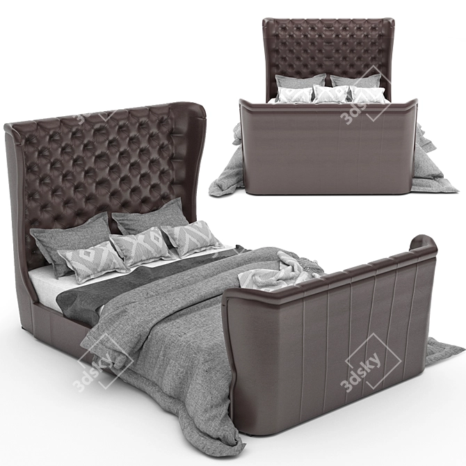 Elegant Churchill Leather Bed 3D model image 1