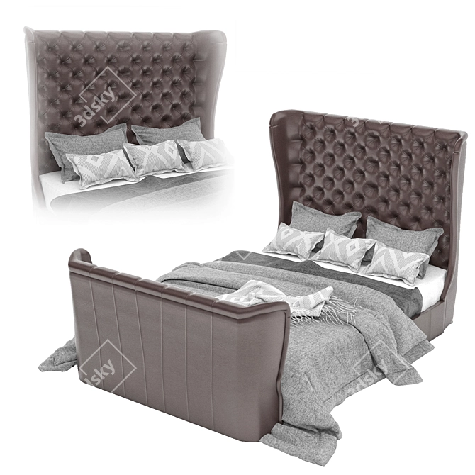 Elegant Churchill Leather Bed 3D model image 2