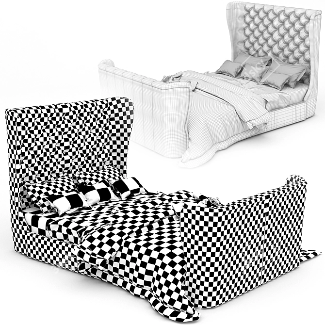 Elegant Churchill Leather Bed 3D model image 3