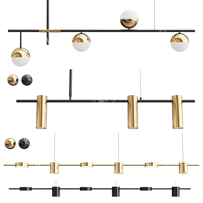 Linear Elegance Chandelier 3D model image 1
