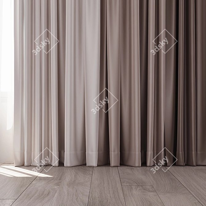 Silk Atlas Curtains & Sheers - 4 Color Options 3D model image 2