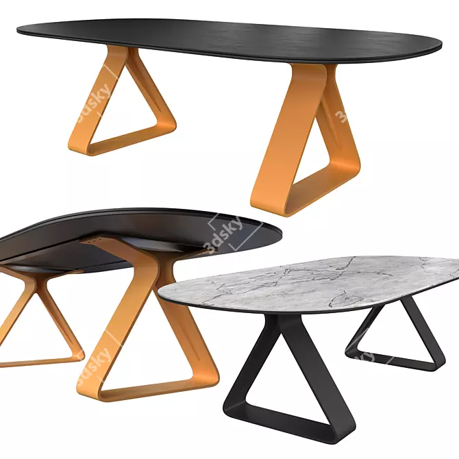 Modern Aluminum Frame Fixed Table: Stay by Dressy 3D model image 1