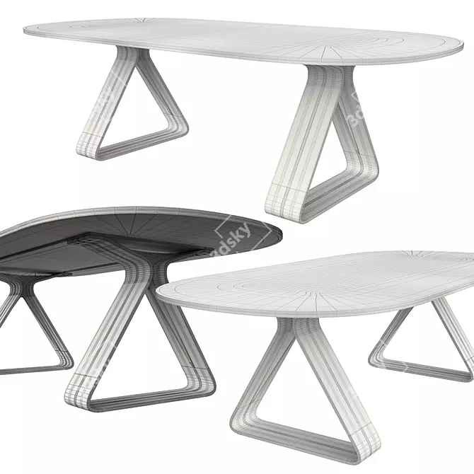 Modern Aluminum Frame Fixed Table: Stay by Dressy 3D model image 2