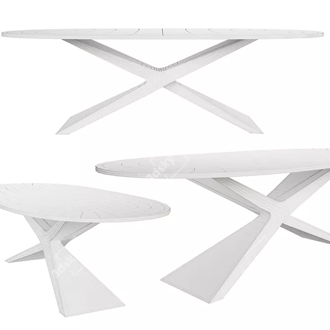 Modern Concrete and Glass Dining Table 3D model image 2