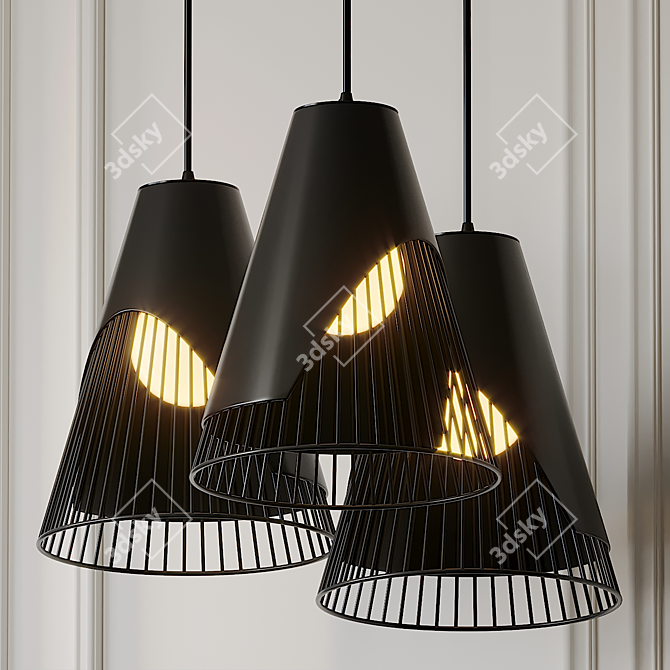 Sleek Hyperbola Pendant Light 3D model image 1