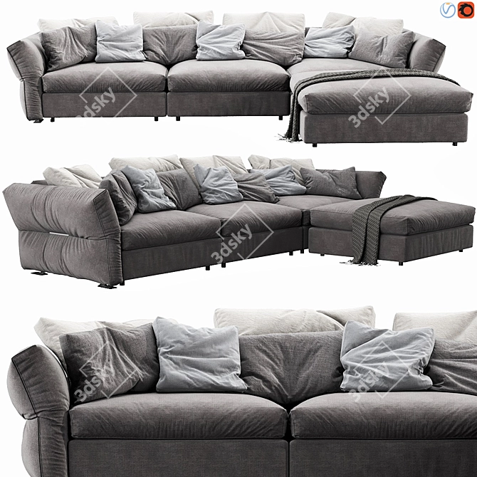 Flexform Newbridge Chaise Lounge - Stylish Comfort in Every Detail 3D model image 1