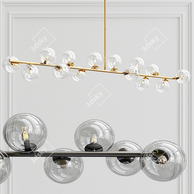 Orion 14-Light Modern Gold Pendant 3D model image 1