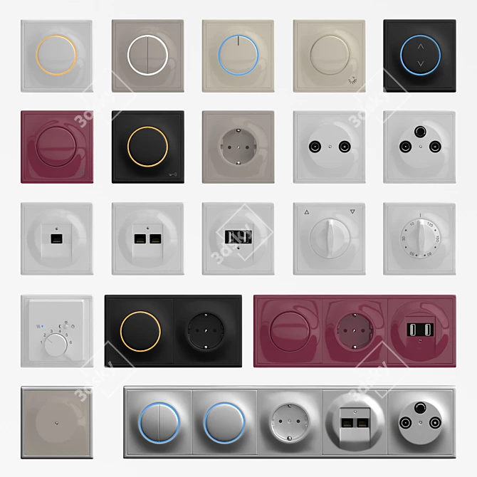 Elegant ABB Impuls Switches: Perfect Harmony of Light and Form 3D model image 1