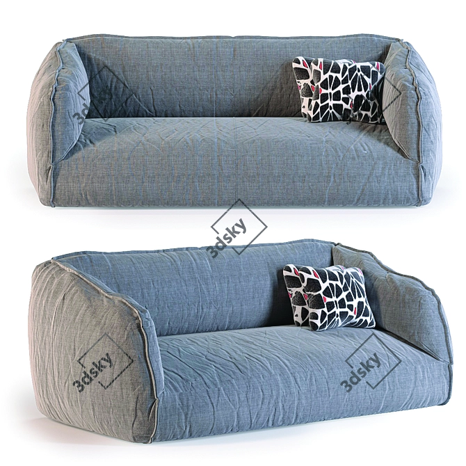 Modern Canvas 3-Seater Sofa 3D model image 1