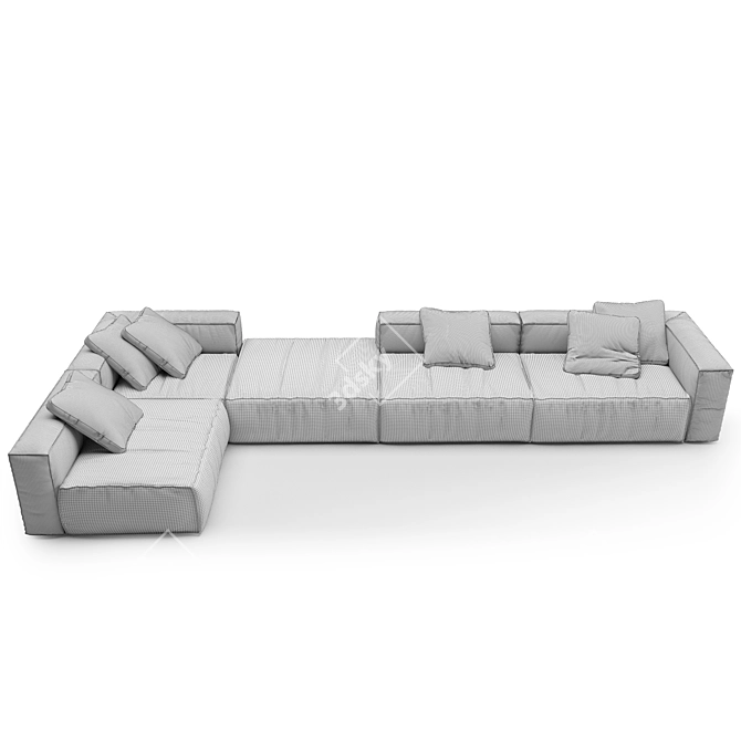 OM KRAFT 3: Wooden and Fabric Sofa 3D model image 2