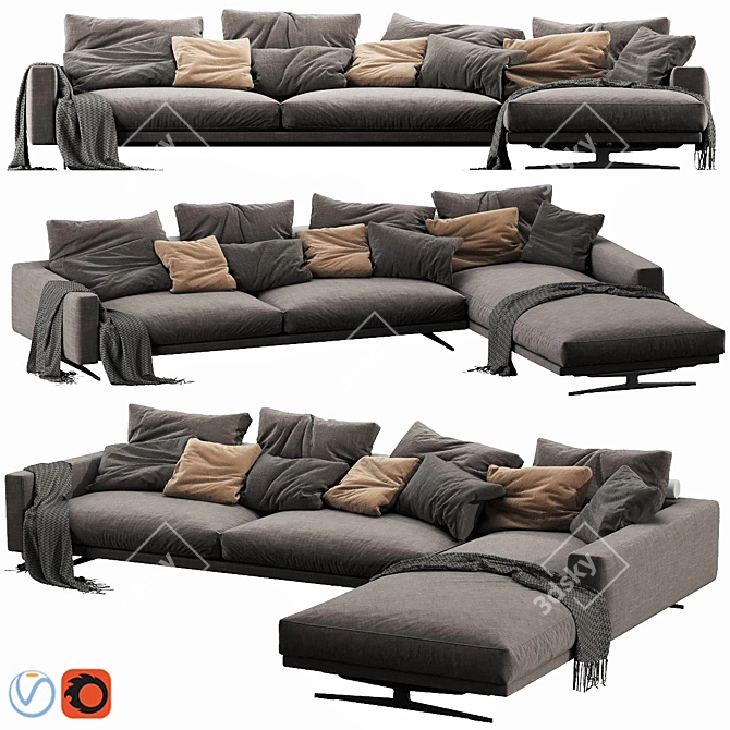 Modern Flexform Campiello Chaise Lounge 3D model image 1