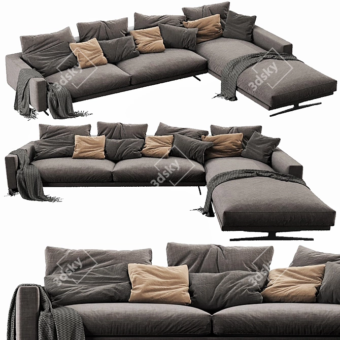 Modern Flexform Campiello Chaise Lounge 3D model image 2