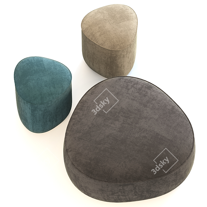Versatile Pebble Ottoman: Stylish & Space-Saving 3D model image 2