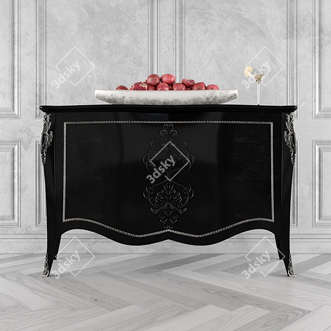 Glowing Black Silver Console 3D model image 2