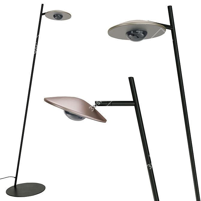 Minimalist Metal and Plastic LED Floor Lamp 3D model image 1