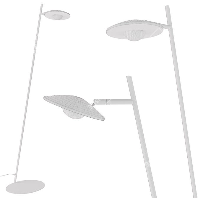 Minimalist Metal and Plastic LED Floor Lamp 3D model image 2