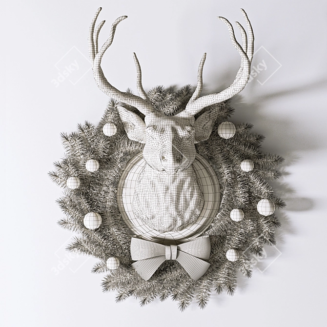 Festive Deer Christmas Decoration 3D model image 2