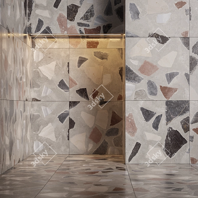 Seamless Terrazzo: Diffuse, Reflect, Bump 3D model image 1