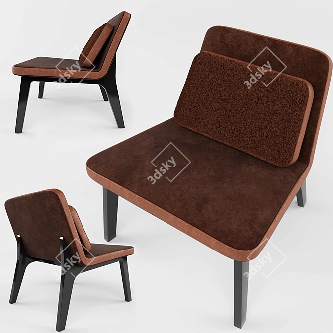 Sleek Lean Lounge Chair 3D model image 2