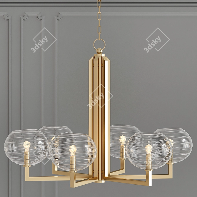 Breton 8-Light Aged Brass Chandelier 3D model image 1