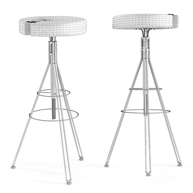 Rustic Adjustable Steel Bar Stool 3D model image 2