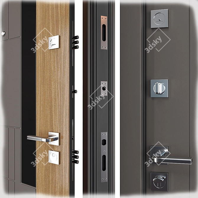 Grattel (Straj) Metal Entrance Door - Durable and Secure 3D model image 2
