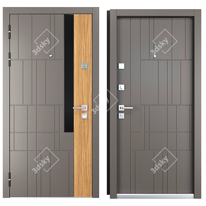 Grattel (Straj) Metal Entrance Door - Durable and Secure 3D model image 3